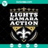 Lights Kamara Action New Orleans Saints SVG design, perfect for NFL football fans. Instant download for digital crafting projects.
