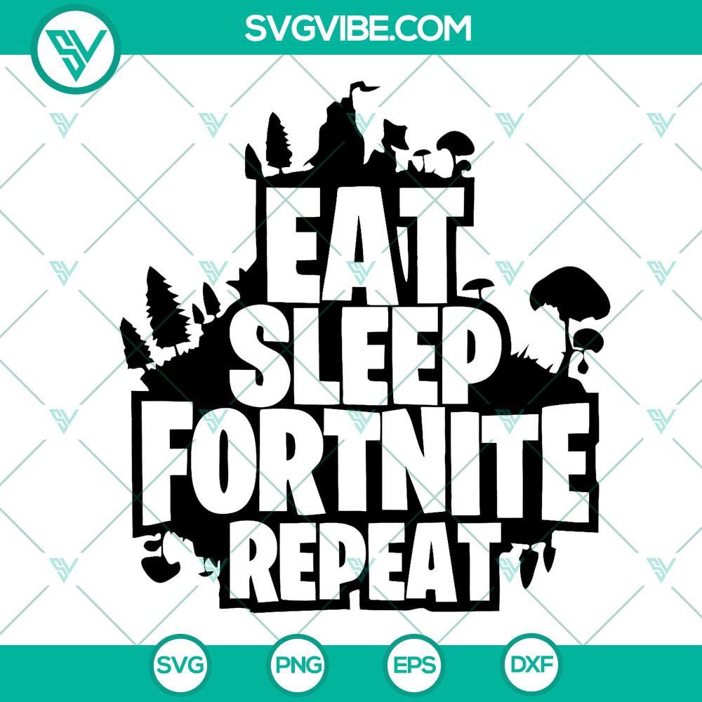 mockup-330689237.jpg Eat Sleep Fortnite Repeat SVG - a trendy design for Fortnite gamers with bold text on a digital product. Ideal for gaming enthusiasts.