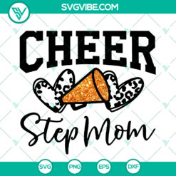 Funny Leopard Glitter Cheer Step Mom SVG - Cheerleader Group Shirts - Instant Download
