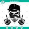 Middle Finger Skull Mask SVG with American Flag Veil Clipart Cut File for instant download.