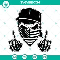 Middle Finger Skull Mask SVG with American Flag Veil Clipart Cut File for instant download.