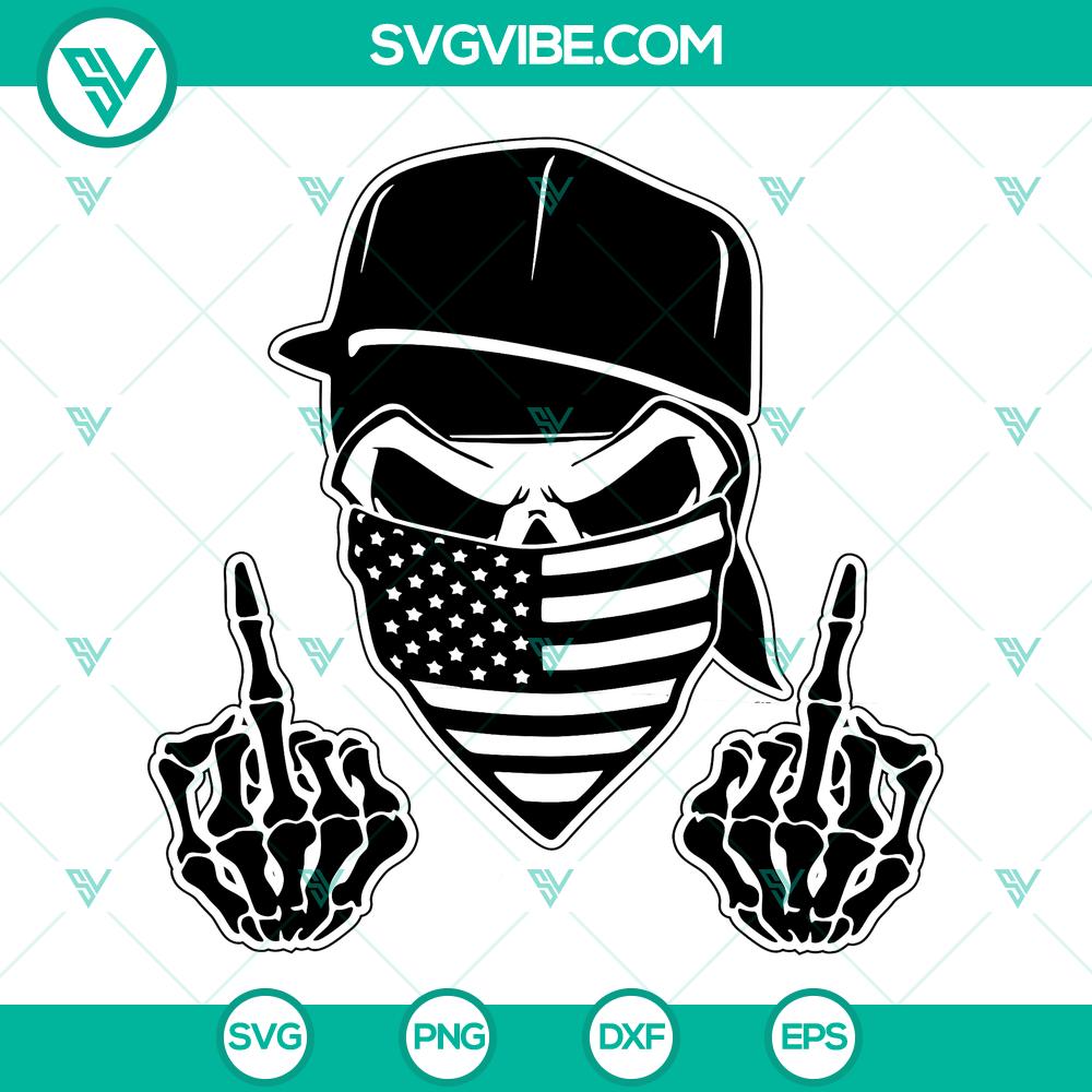 mockup-33374113.jpg Middle Finger Skull Mask SVG with American Flag Veil Clipart Cut File for instant download.