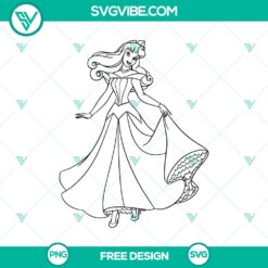 Free Aurora princess silhouette SVG cut file with simple outline design, perfect for crafting projects.