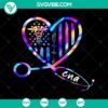 Colorful American flag stethoscope heart design for CNA, proud nurse sublimation print in SVG and PNG format, instant download.