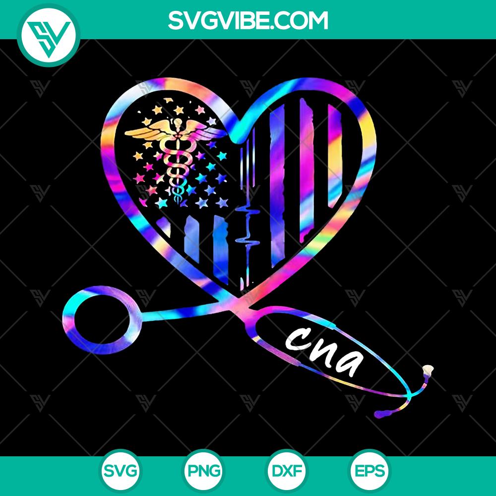 mockup-339316509.jpg Colorful American flag stethoscope heart design for CNA, proud nurse sublimation print in SVG and PNG format, instant download.