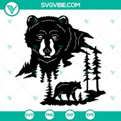 Bear and Cub SVG cut file, ideal for Cricut, featuring a silhouette design suitable for print projects. Great for crafts and DIY.