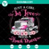 Pink truck lover SVG design for a girl in love with a truck driver, ideal for cut files. Unique and vibrant image for craft projects.