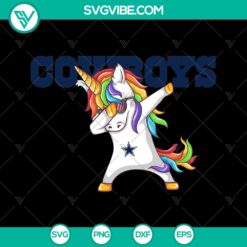 Dallas Cowboys themed dabbing unicorn SVG for sport & football fans. Ideal logo for team supporters.