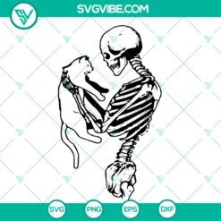 Funny Skeleton Cat Print SVG - Dead Inside Cricut Cut File
