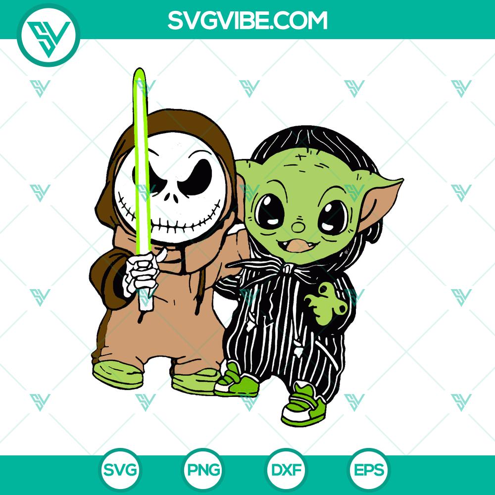 mockup-372387164.jpg Baby Yoda and Baby Jack Skellington Halloween costume design SVG PNG DXF EPS files for crafting and clipart.