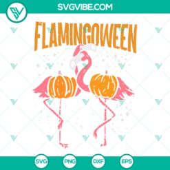 Flamingoween Pumpkin and Flamingo Halloween SVG Bundle - Instant Download with festive and cute flamingo and pumpkin designs for Halloween crafts and decorations.