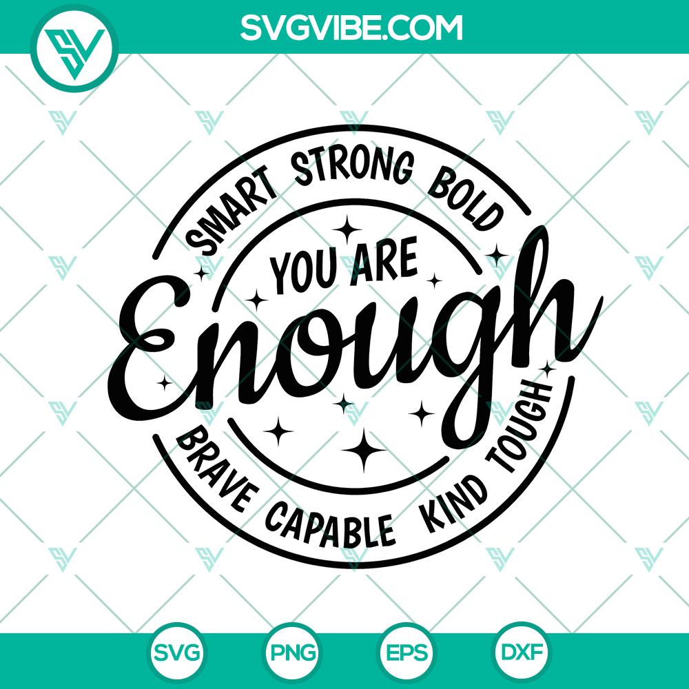 mockup-401916803.jpg Motivational women's shirt design with "You Are Enough" SVG, inspiring and empowering message. Ideal for empowering women.