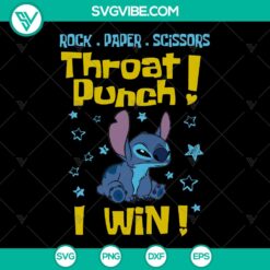 Stitch Rock Paper Scissors Throat Punch I Win SVG Cut Files - Instant Download