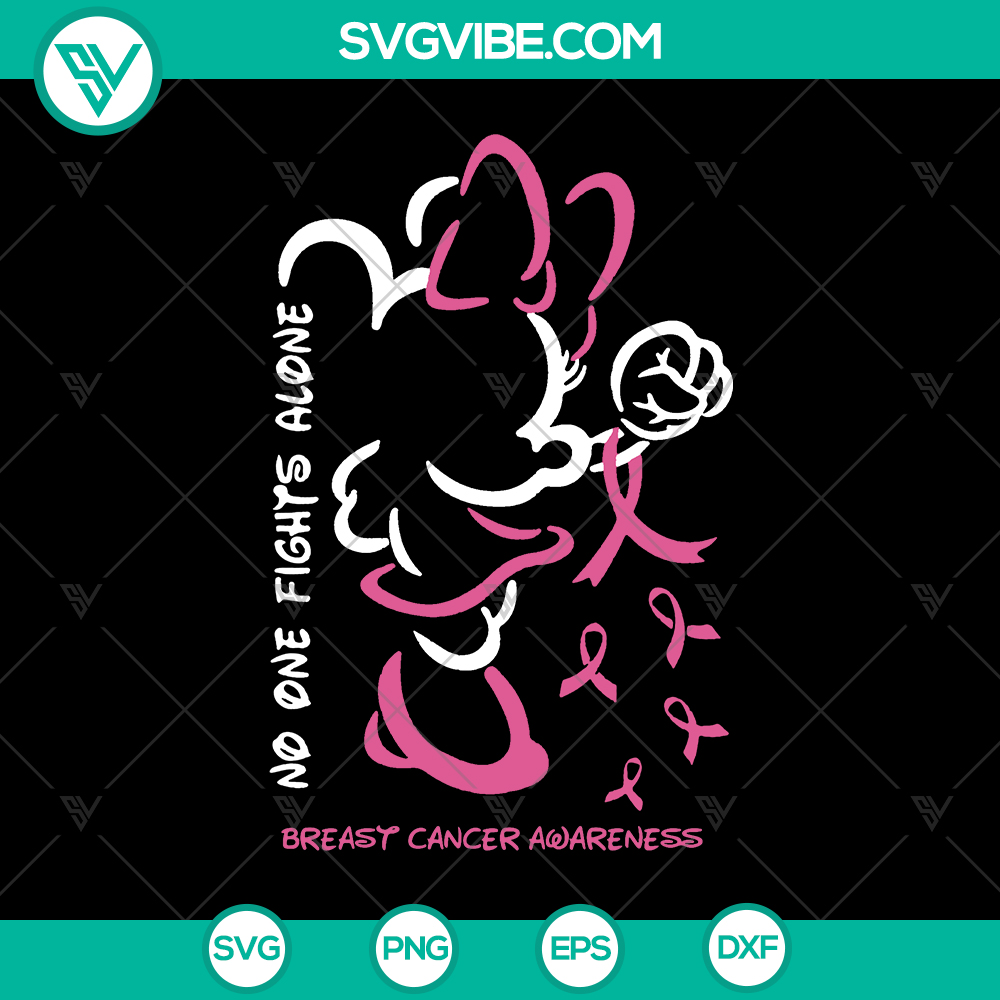mockup-40404097.jpg No One Fights Alone Breast Cancer Awareness Mickey & Minnie SVG design for instant download, support breast cancer awareness with Disney characters.