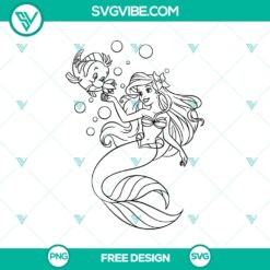 Ariel and Flounder SVG cut file, a free cute Disney design perfect for crafting projects.