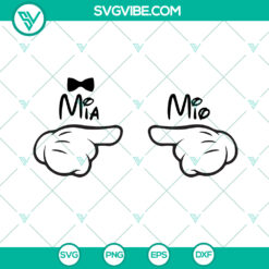 Mickey and Minnie Mia and Mio Disney SVG Cut Files - Instant Download