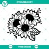 Outline Sunflowers free SVG cut file with minimalist design for crafting projects.