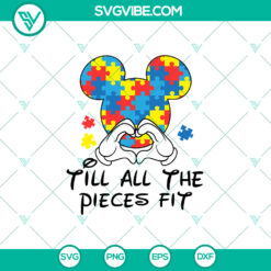 Disney Autism Awareness SVG design with puzzle pieces forming Mickey Mouse head silhouette.