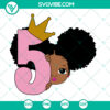 Peekaboo girl SVG with puff afro ponytails for 5th birthday theme, ideal for birthday decorations and crafts.