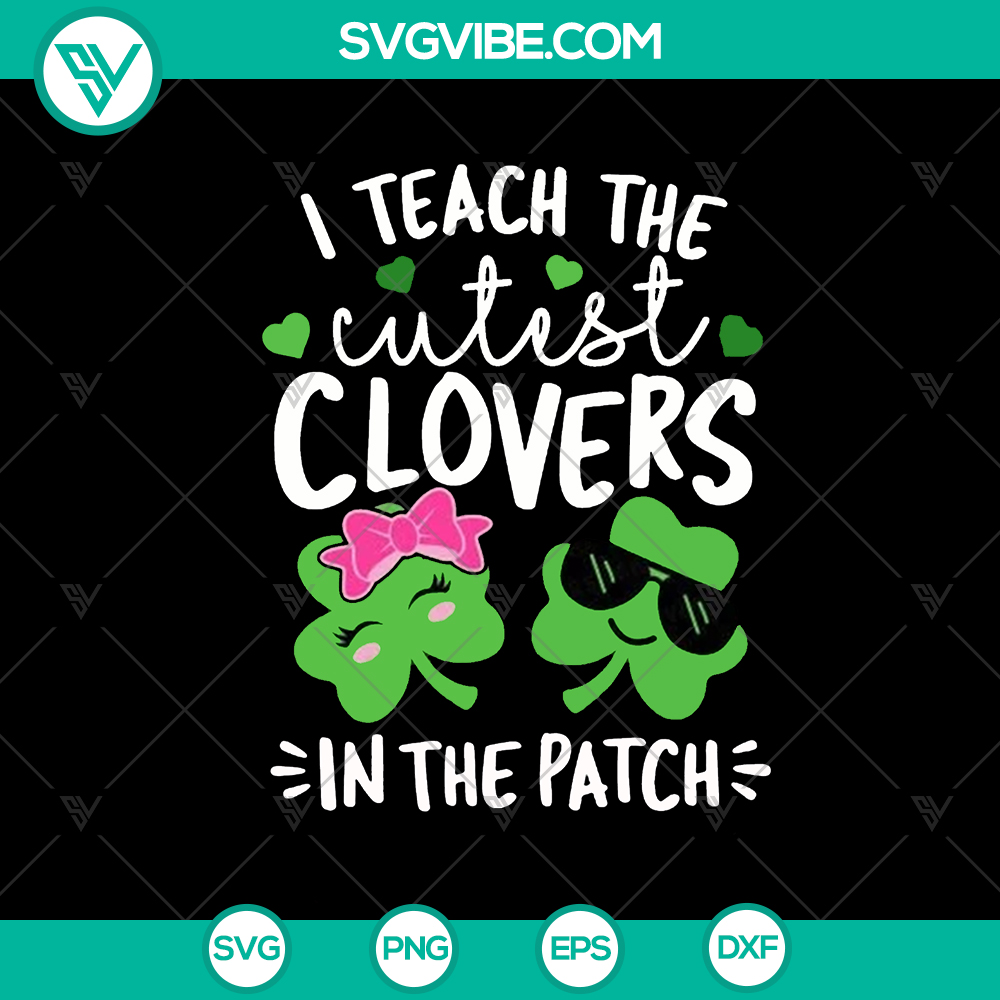 mockup-419981118.jpg St. Patrick's Day teacher design SVG featuring cute clovers motifs for crafts and projects.
