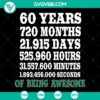 60th Birthday SVG design with countdown gift for turning 60 years old. Perfect 60st birthday celebration concept. Instant download.