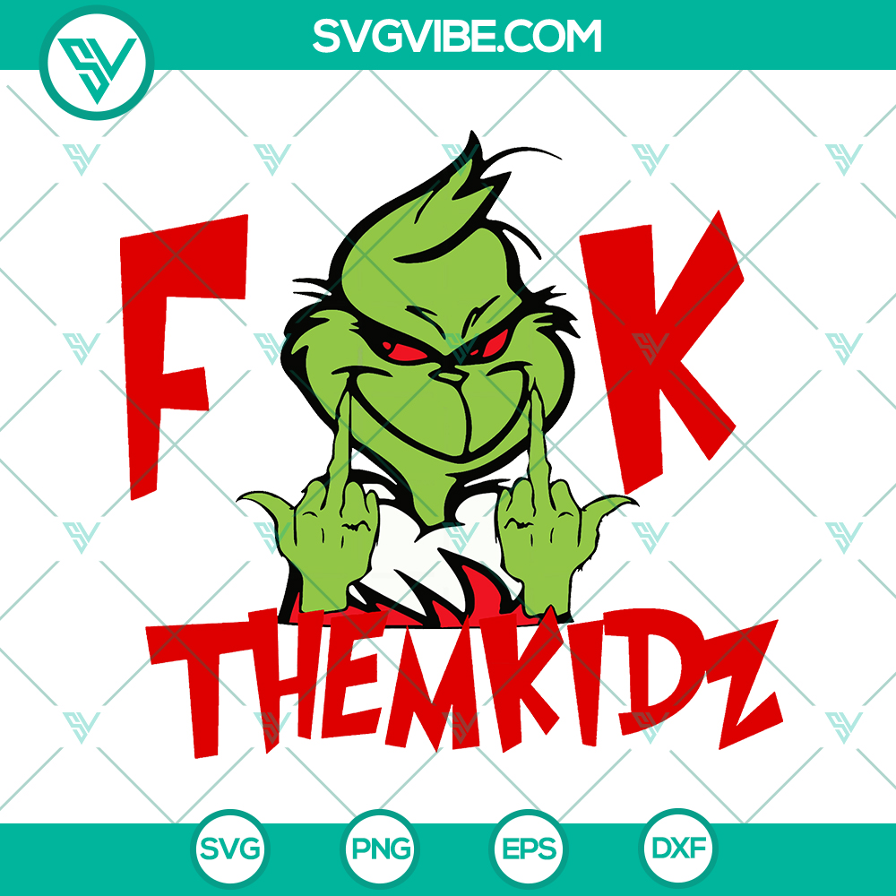 mockup-424876910.jpg Grinch Christmas SVG design with a hand making a middle finger gesture to kids. Instant download for holiday crafts.