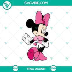 Free Pink Minnie Mouse SVG cut file featuring an adorable and colorful design. Perfect for DIY projects and crafts.