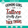 Gemini Girl SVG featuring tattoos and thick thighs, a perfect zodiac gift for her. Astrology-inspired design.