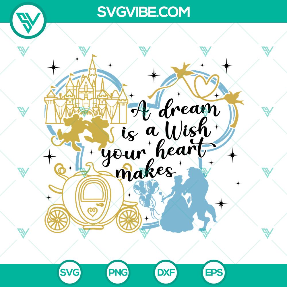 mockup-434753549.jpg Disney Princess "A Dream Is a Wish Your Heart Makes" SVG with floral elements and princess silhouette in a fairytale design.