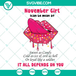 November Birthday Girl Lips and Tongue SVG | Born in November Gift