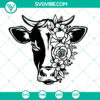 Floral cow head SVG, cute cow wearing floral crown. Farm animal design, SVG file.