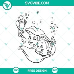 Ariel, Flounder, and Sebastian SVG Cut File for Free Download - Disney Trio Design for Crafts and Projects.