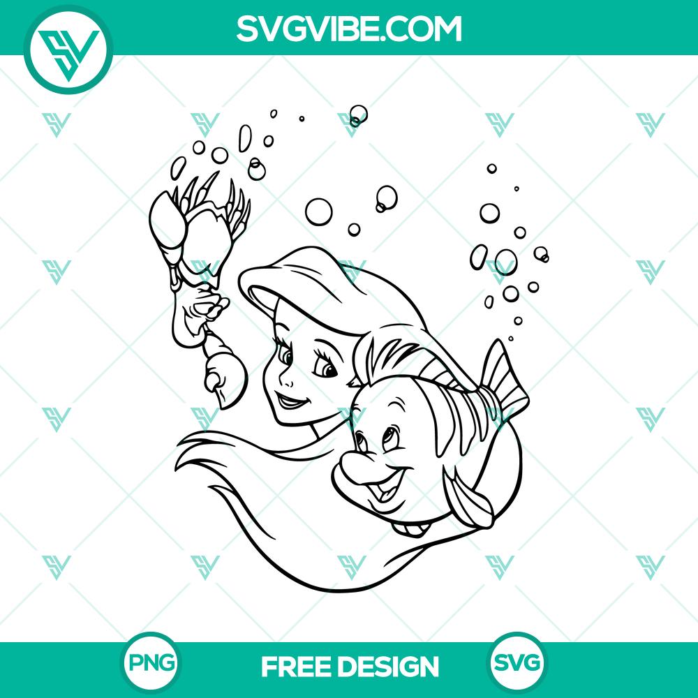 Ariel Flounder Sebastian SVG Cut File – Free Disney Trio Design Ariel, Flounder, and Sebastian SVG Cut File for Free Download - Disney Trio Design for Crafts and Projects.