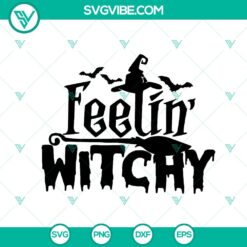 Funny Halloween quotes and clipart in "Feelin' Witchy" SVG cut file bundle, perfect for Halloween crafts and designs.