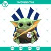 Baby Yoda hugging New York Yankees logo on baseball t-shirt, Star Wars MLB design, PNG format.