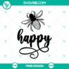 Bee Happy SVG cut file with a positive and inspirational design for free download. Utilize this bee-themed design for crafting projects.