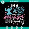 Sassy Lilo and Stitch SVG design featuring "Sarcasm Level vs Stupidity" for a fun shirt, great for Disney fans.