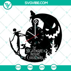 Nightmare Before Christmas Vinyl Record Wall Clock | Jack And Sally Gift Decor SVG PNG EPS DXF Silhouette File for Cricut - Instant Download