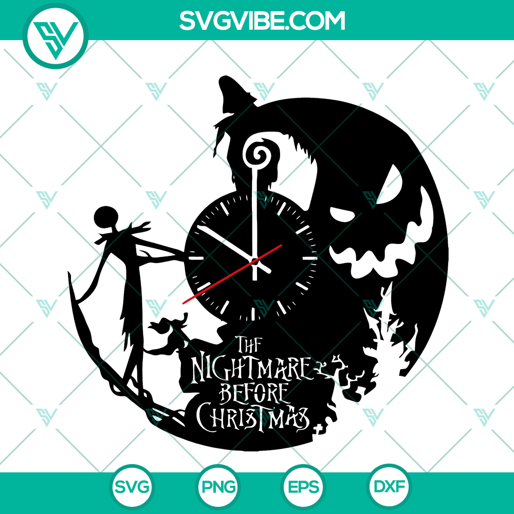 mockup-497909651.jpg Jack and Sally themed Nightmare Before Christmas vinyl record wall clock, perfect gift decor in SVG, PNG, EPS, DXF silhouette file for Cricut - instant download.