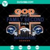 Denver Broncos NFL SVG sport logo bundle with "God First Family Second" theme, instant download - ideal for NFL fans.