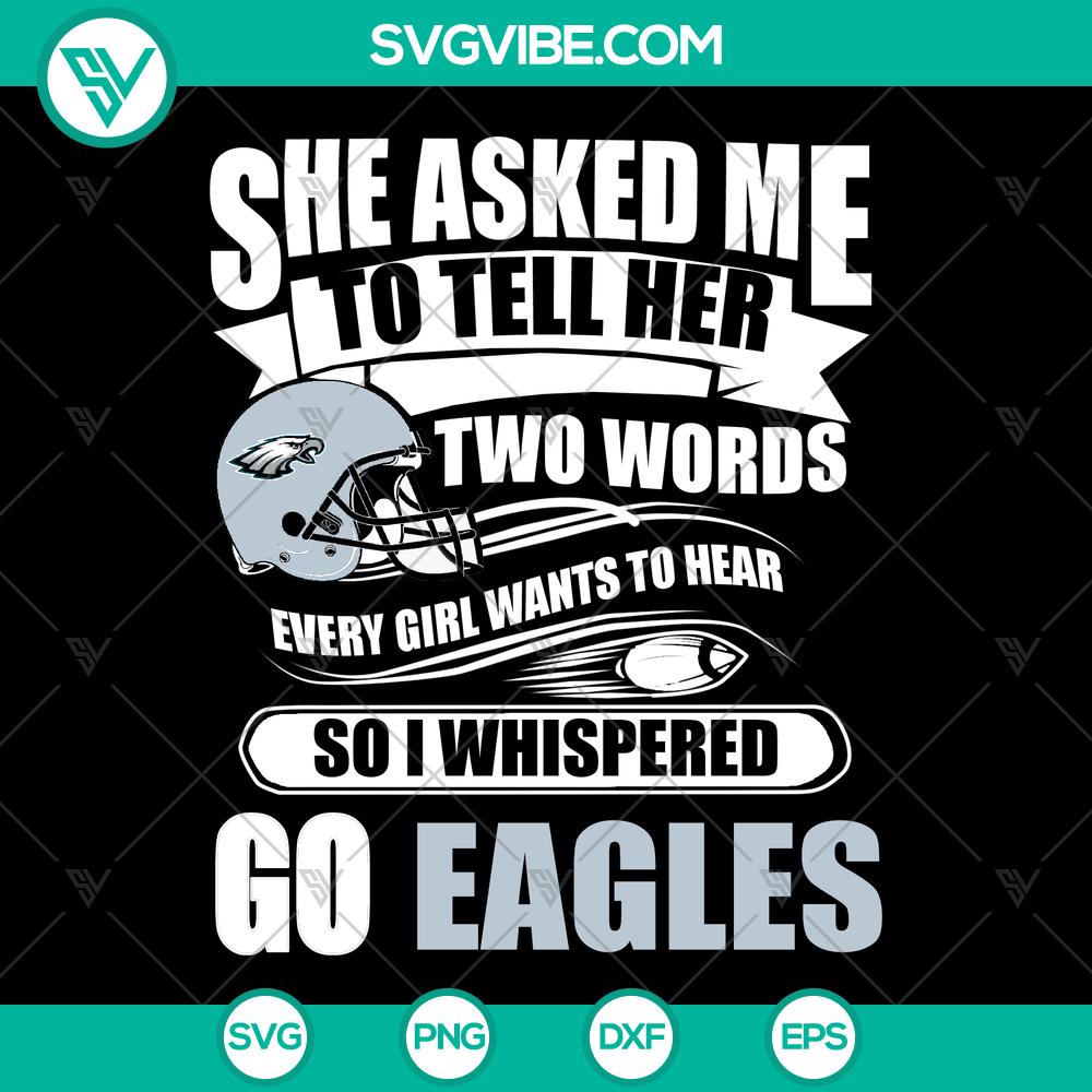 mockup-501387501.jpg Philadelphia Eagles logo design SVG featuring "She Asked Me Eagles Fan" slogan, perfect for Eagles fans merchandise.