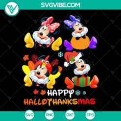 Disney Minnie Mouse Happy Hallothanksmas SVG | PNG | EPS | DXF | Silhouette Cut Files