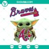Baby Yoda hugging Atlanta Braves MLB logo on a baseball t-shirt design, instant download.