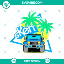 Barbie Ken Jeep SVG cut file with playful car design, free download. Ideal for crafts and vinyl cutting projects.