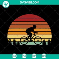 Vintage Retro Sunset Mountain Bike SVG Cut Files - Silhouette Cricut Clipart