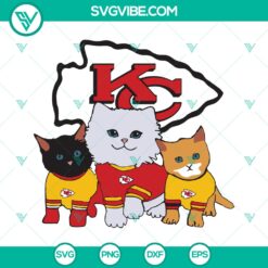 Kansas City Chiefs cat SVG design with red and yellow team colors - perfect for sports fans. Instant download for DIY projects.