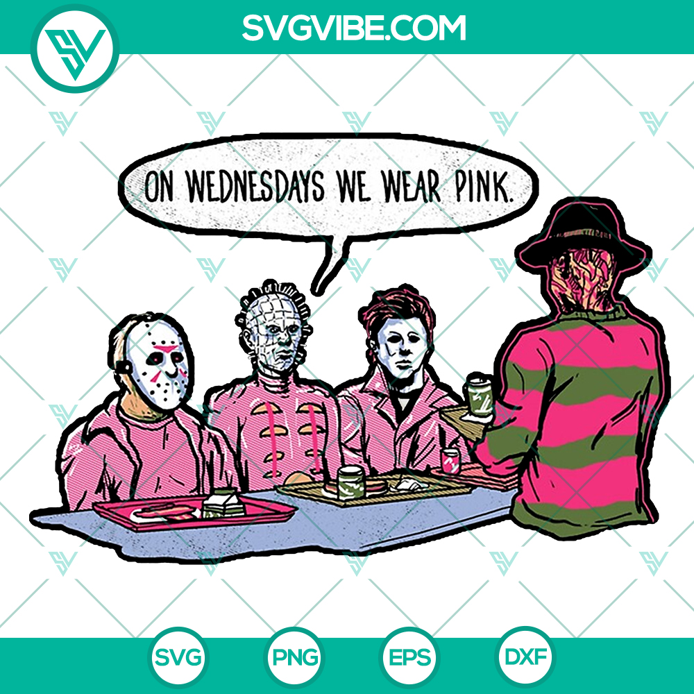 mockup-539862231.jpg On Wednesdays We Wear Pink Horror Movie Halloween Png - Instant Download, featuring spooky and stylish Halloween design with pink elements.