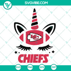 Kansas City Chiefs Unicorn Football SVG, ideal for NFL fans, downloadable instantly.