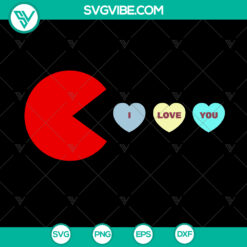 Valentines Day Hearts Funny Boys Girls SVG Pac Man Valentine SVG - Instant Download