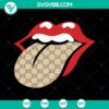 Gucci lips tongue out SVG vector clipart for Cricut & Silhouette, trendy design for digital crafting.